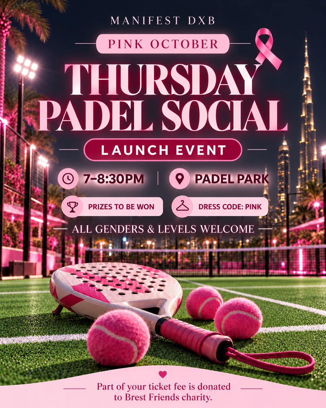 Thursday Padel Social - Pink October Launch Event - Thursday 29th October
